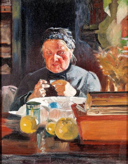   Kobieta przy stole szkic 1900 