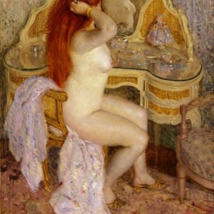  Nude seated at her dressing table